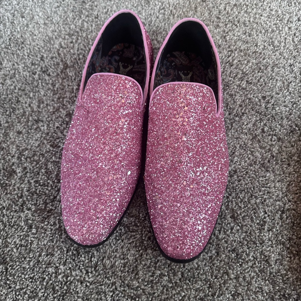 Pink Glitter Loafers for Men